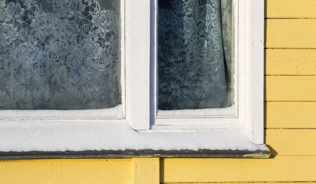 Winter Chicago home window with frost illustrating hidden entry areas commonly addressed using seasonal Pest Control Tips.